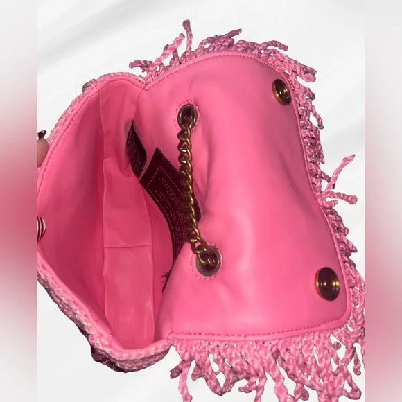 NWT! Kurt Geiger London Medium Crochet Kensington Crossbody Bag, Open Pink - Picture 13 of 13